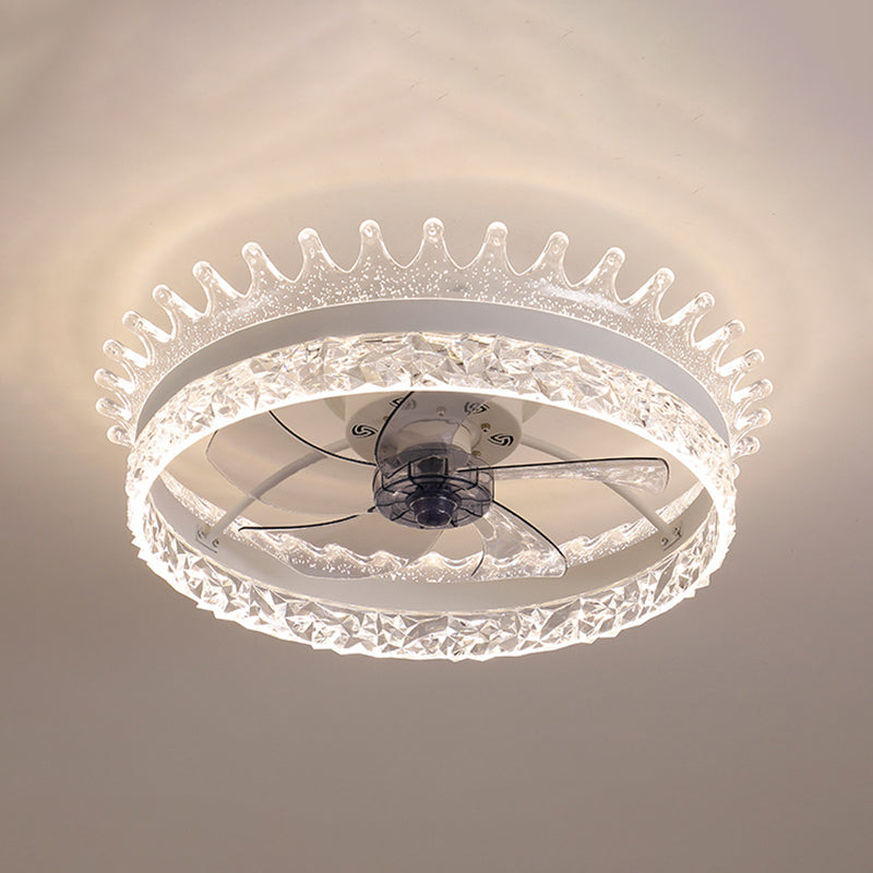 Minimalist LED Ceiling Fan Light Circular Semi Flush Ceiling Light with Acrylic Shade
