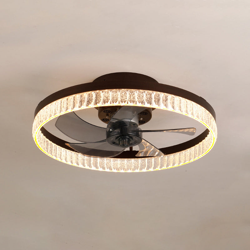 Minimalist LED Ceiling Fan Light Circular Semi Flush Ceiling Light with Acrylic Shade