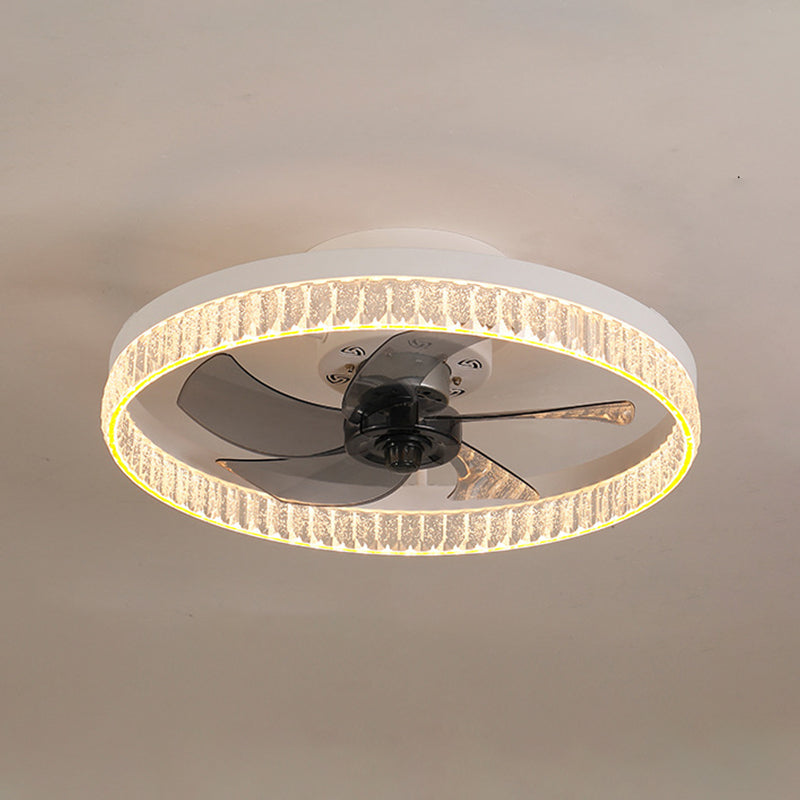 Minimalist LED Ceiling Fan Light Circular Semi Flush Ceiling Light with Acrylic Shade