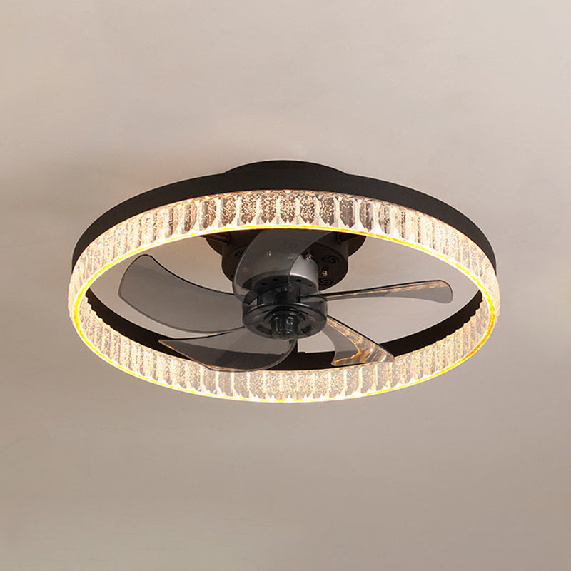 Minimalist LED Ceiling Fan Light Circular Semi Flush Ceiling Light with Acrylic Shade