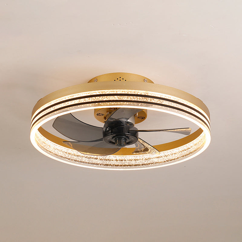 Minimalist LED Ceiling Fan Light Circular Semi Flush Ceiling Light with Acrylic Shade