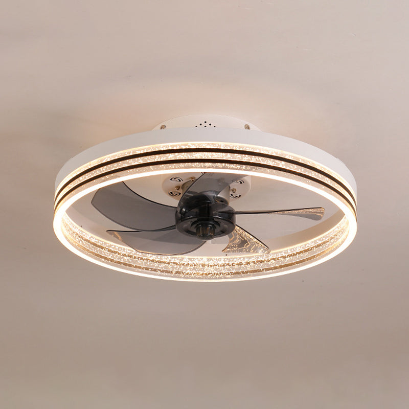 Minimalist LED Ceiling Fan Light Circular Semi Flush Ceiling Light with Acrylic Shade