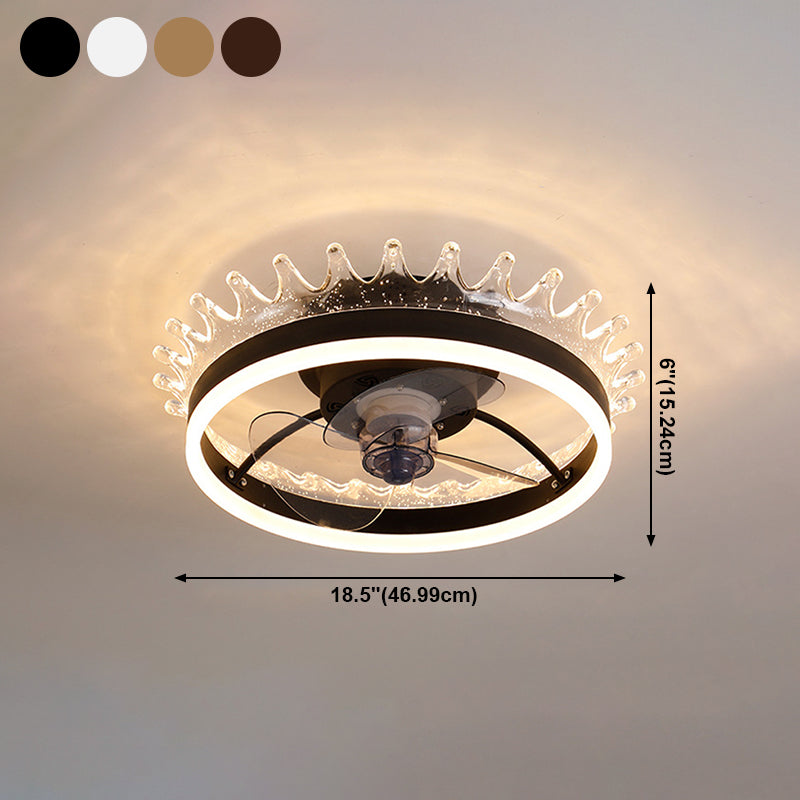 Minimalist LED Ceiling Fan Light Circular Semi Flush Ceiling Light with Acrylic Shade