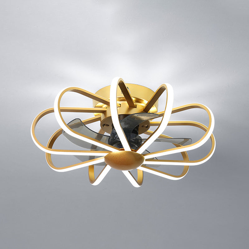 Metall Lineare Lüfterbeleuchtung minimalistische künstlerische Schlafzimmer LED Semi Flush Deckenleuchte