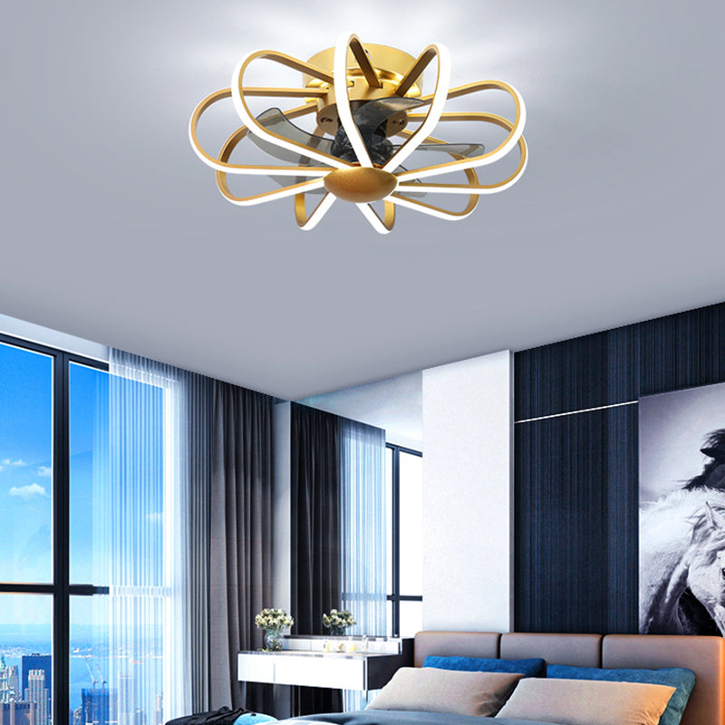 Metall Lineare Lüfterbeleuchtung minimalistische künstlerische Schlafzimmer LED Semi Flush Deckenleuchte