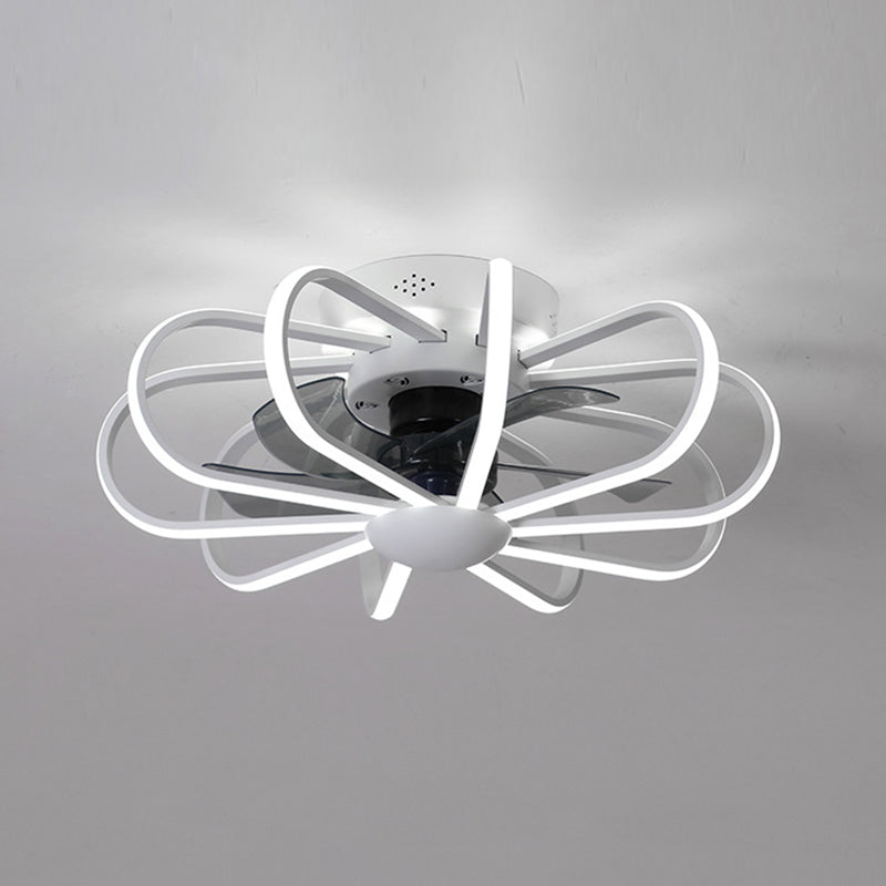 Metall Lineare Lüfterbeleuchtung minimalistische künstlerische Schlafzimmer LED Semi Flush Deckenleuchte
