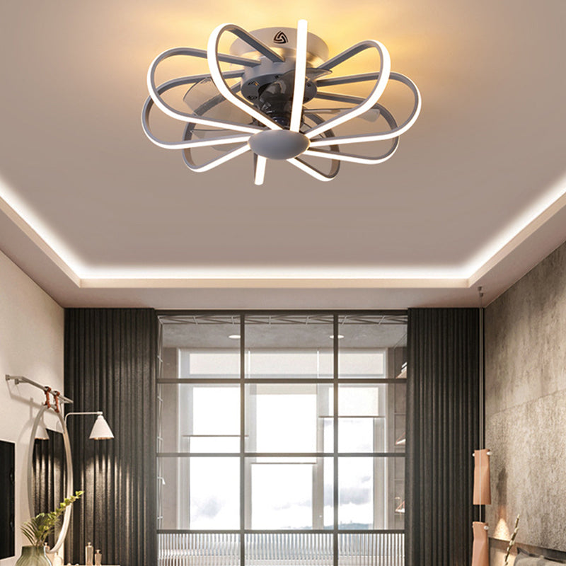 Metall Lineare Lüfterbeleuchtung minimalistische künstlerische Schlafzimmer LED Semi Flush Deckenleuchte