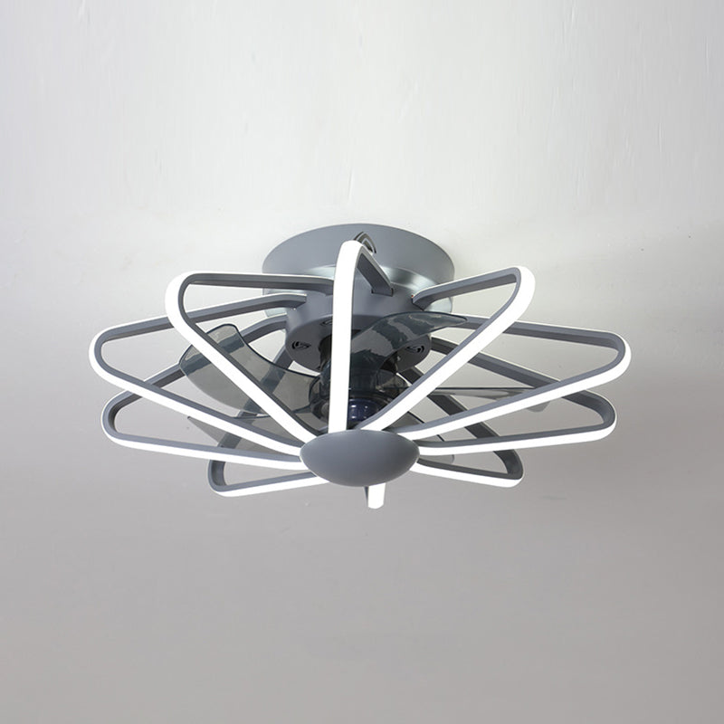 Metall Lineare Lüfterbeleuchtung minimalistische künstlerische Schlafzimmer LED Semi Flush Deckenleuchte