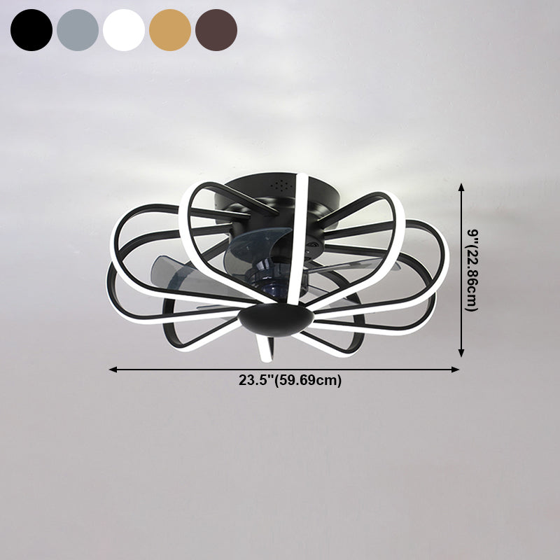 Metall Lineare Lüfterbeleuchtung minimalistische künstlerische Schlafzimmer LED Semi Flush Deckenleuchte