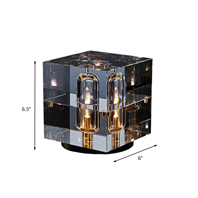 Cubic Living Room Desk Light Clear Hand-Cut Crystal LED Modernism Night Table Lamp