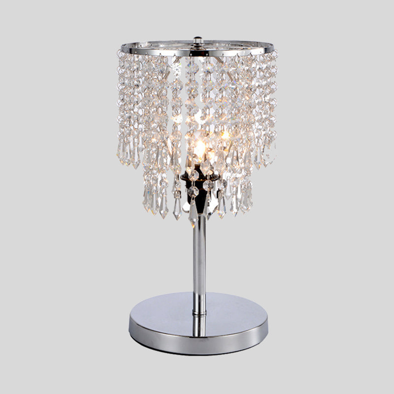 1 tête de salle à manger de la tête Lumière de table chromée moderne avec nuance en cristal à facettes à 2 niveaux