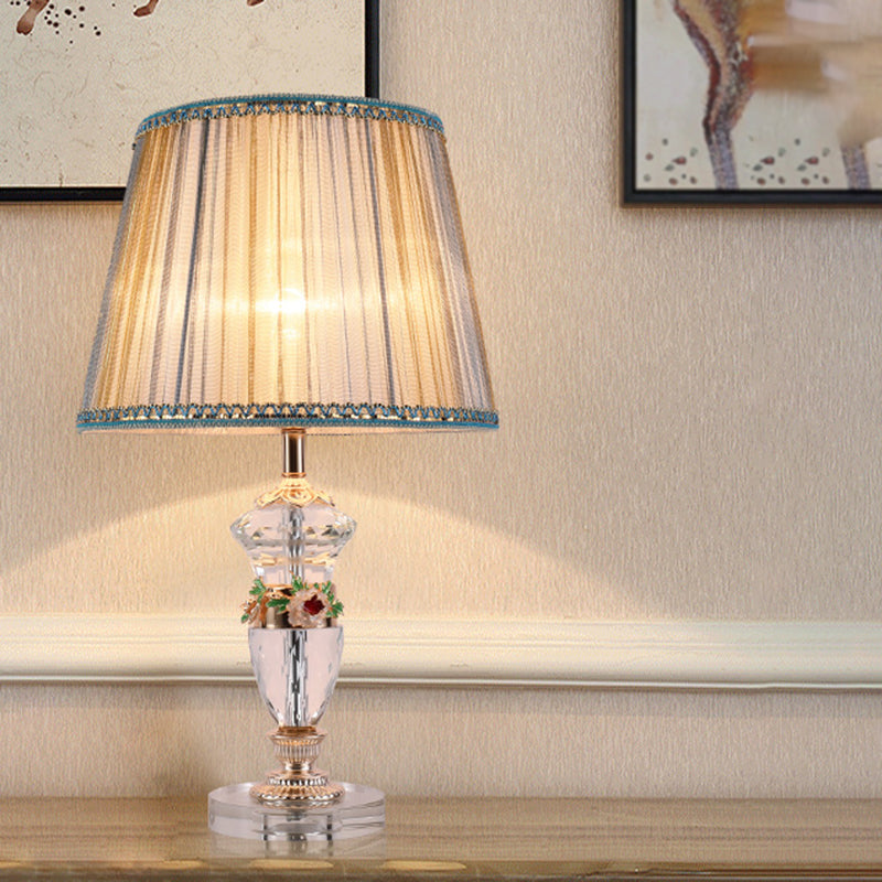 Modernisme Urnvormige taakverlichting Handgeslepen kristal 1-lamps leeslamp in blauw/beige