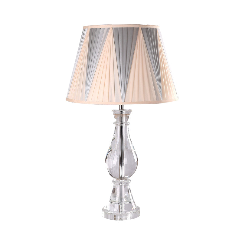 Vase Fabric Task Lighting Modernism Hand-Cut Crystal 1 Bulb Reading Lamp in Beige