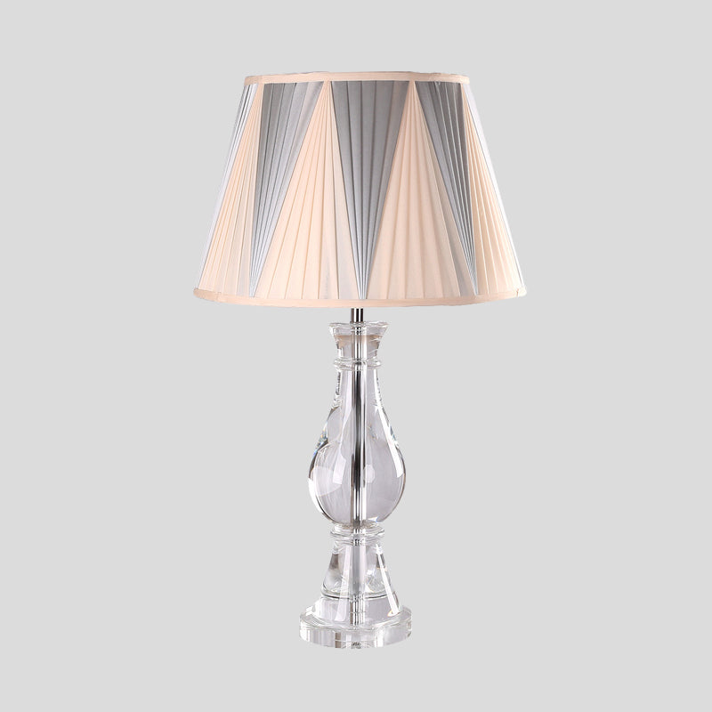 Vase Fabric Task Lighting Modernism Hand-Cut Crystal 1 Bulb Reading Lamp in Beige