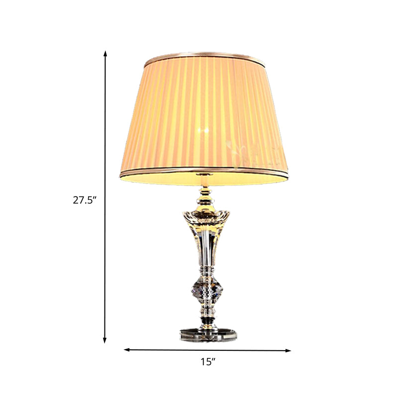 1 tête en tissu incurvé lampe de chevet moderniste moderniste lisse de lecture en cristal biseauté en beige