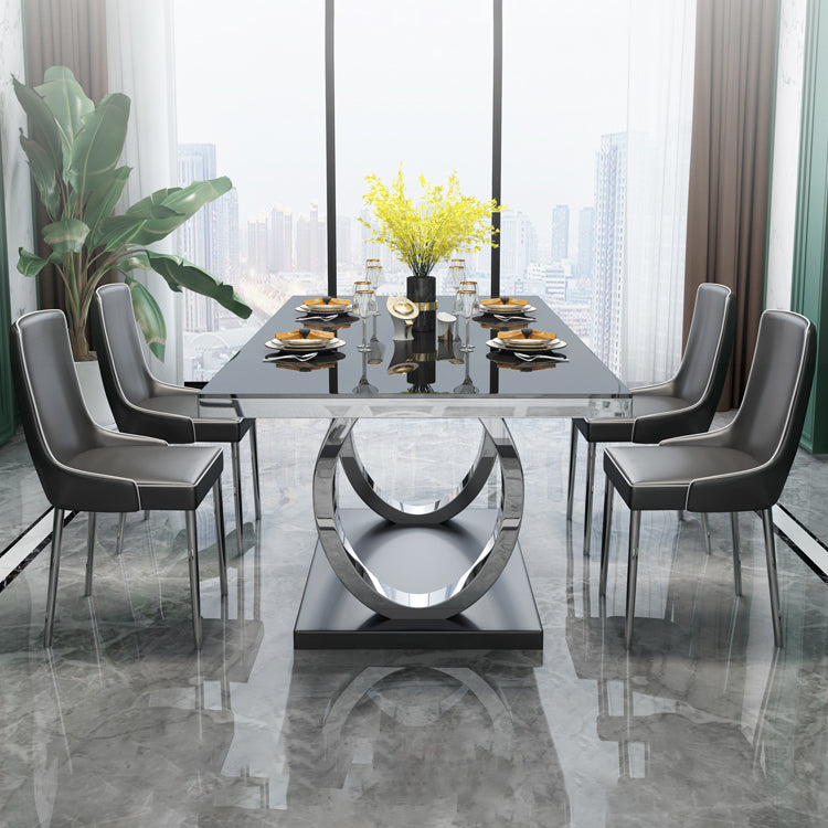 Rectangle Luxury Style Dining Table Fixed Table with Trestle Base