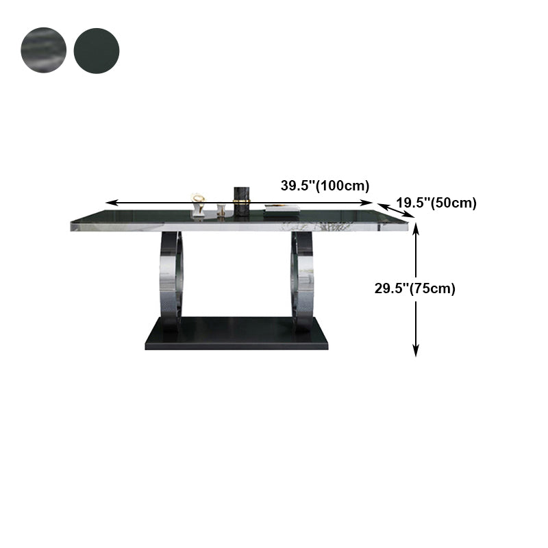 Rectangle Luxury Style Dining Table Fixed Table with Trestle Base