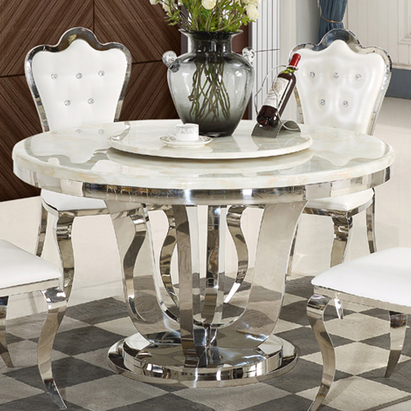 Marble Dining Table Luxury Style Single Pedestal Base Round Table for Dining Room