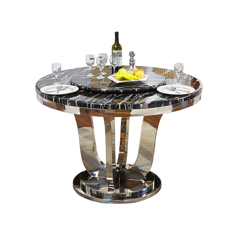 Marble Dining Table Luxury Style Single Pedestal Base Round Table for Dining Room