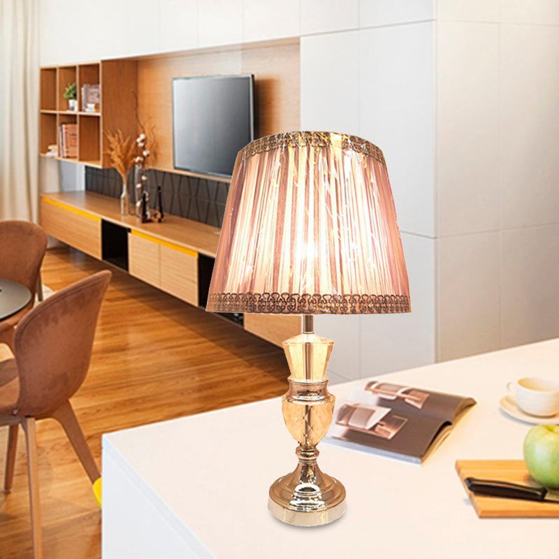 Lámpara de mesa con curvas rosa Nordic 1 Cabeza Faceta de cristal Luz de escritorio con sombra de tela