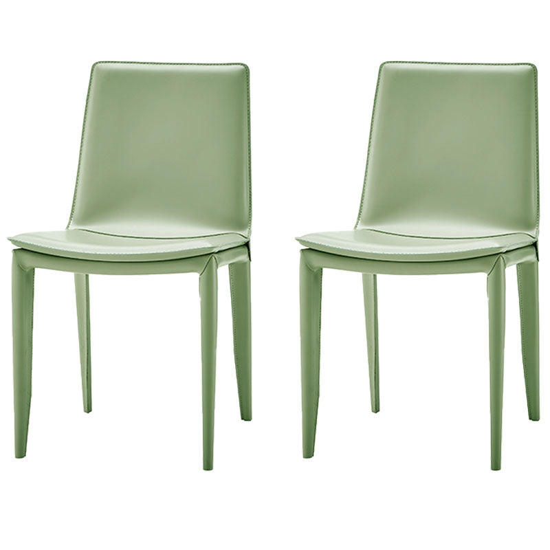 Chaises de salle à manger en cuir style contemporain Chaises d'appoint sans accoudoirs à dossier solide (Ensemble de 2)