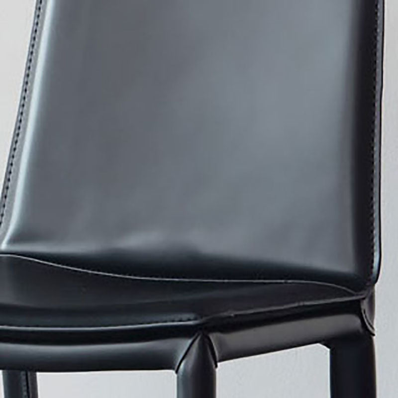 Chaises de salle à manger en cuir style contemporain Chaises d'appoint sans accoudoirs à dossier solide (Ensemble de 2)