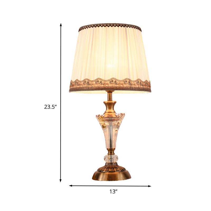 Lampada da tavolo moderna a 1 testa con lampada da scrivania piccola a tamburo affusolato bianco con paralume in tessuto