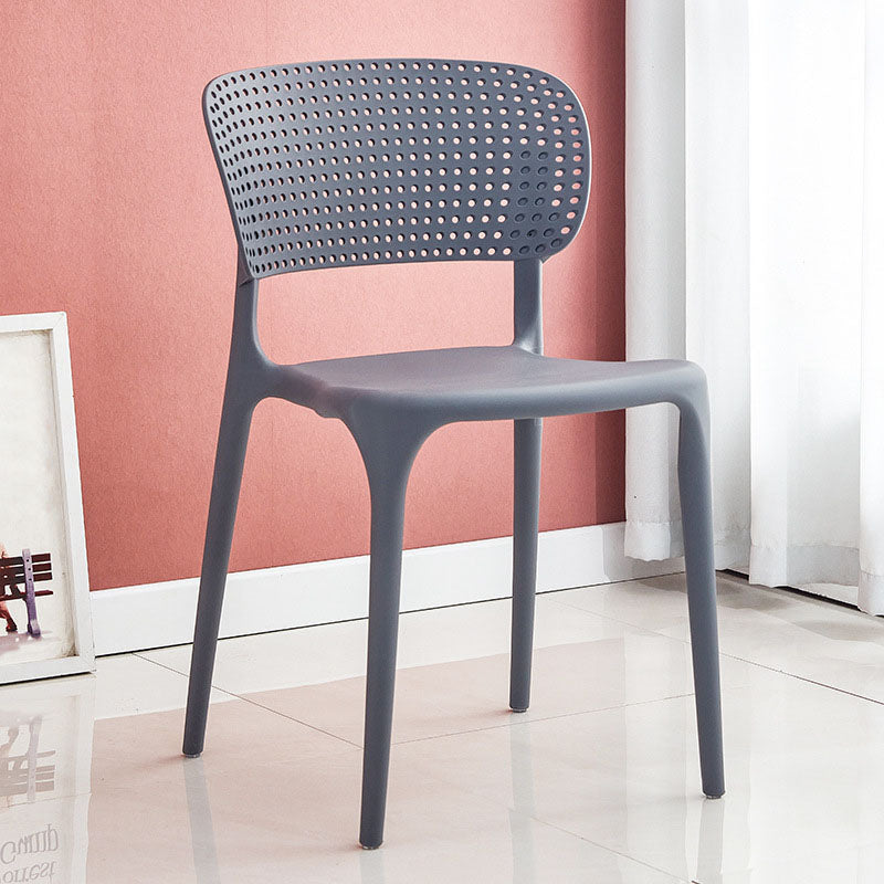 Chaise sans bras de salle à manger en plastique de style contemporain, chaises latérales de salle à manger à dos ouvert