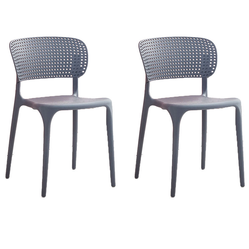 Chaise sans bras de salle à manger en plastique de style contemporain, chaises latérales de salle à manger à dos ouvert