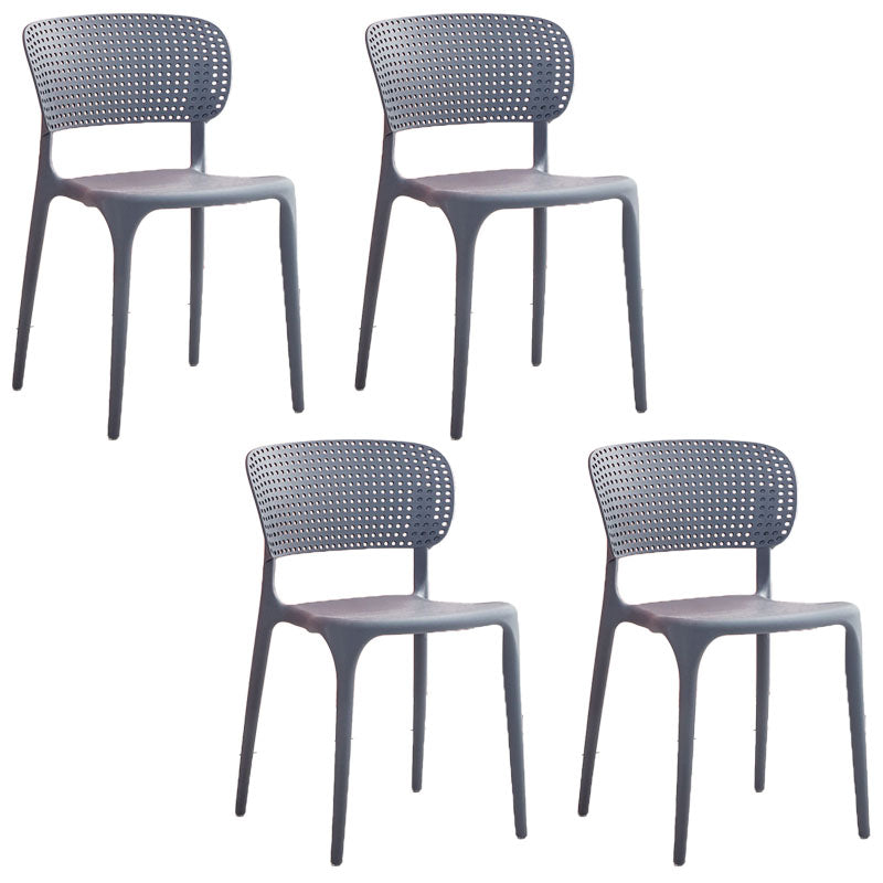 Chaise sans bras de salle à manger en plastique de style contemporain, chaises latérales de salle à manger à dos ouvert