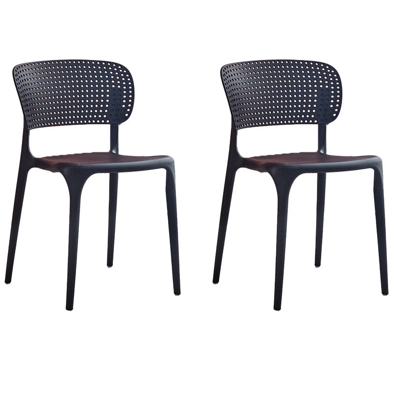 Chaise sans bras de salle à manger en plastique de style contemporain, chaises latérales de salle à manger à dos ouvert