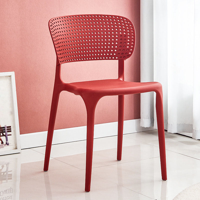Chaise sans bras de salle à manger en plastique de style contemporain, chaises latérales de salle à manger à dos ouvert