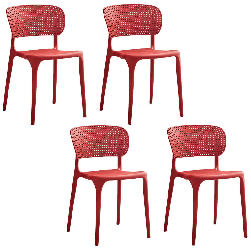 Chaise sans bras de salle à manger en plastique de style contemporain, chaises latérales de salle à manger à dos ouvert