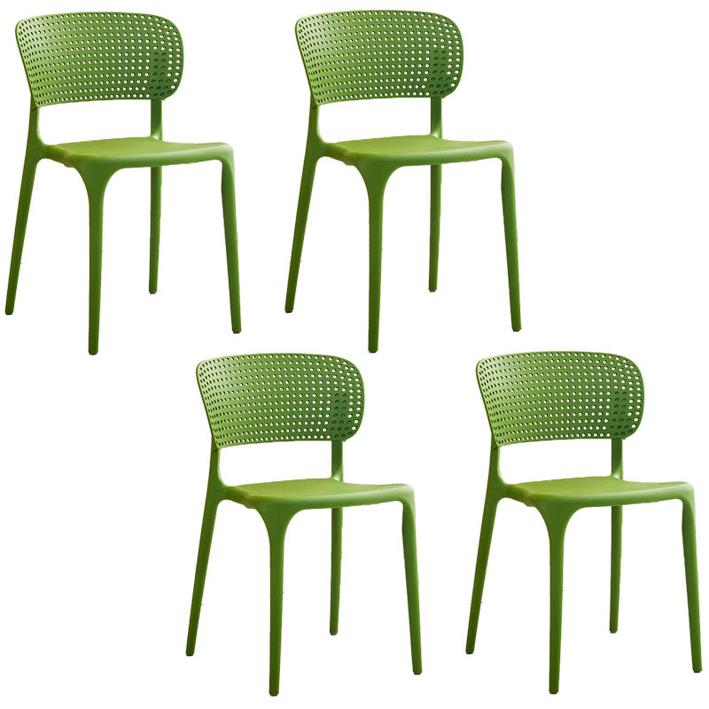 Chaise sans bras de salle à manger en plastique de style contemporain, chaises latérales de salle à manger à dos ouvert