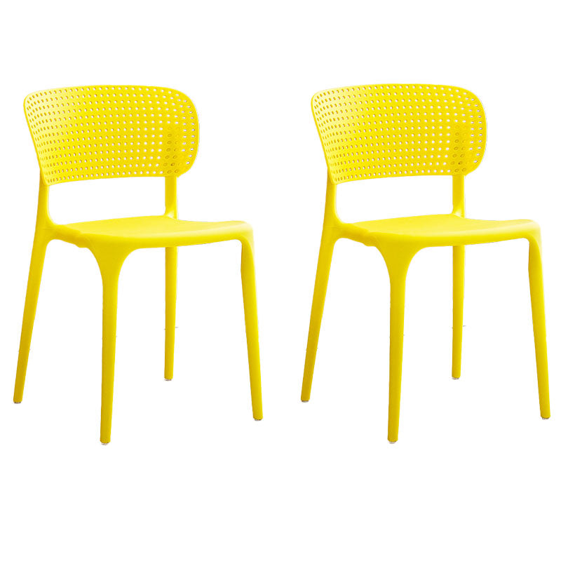 Chaise sans bras de salle à manger en plastique de style contemporain, chaises latérales de salle à manger à dos ouvert