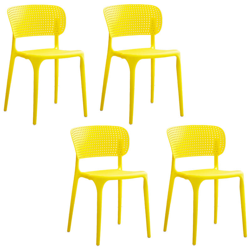 Chaise sans bras de salle à manger en plastique de style contemporain, chaises latérales de salle à manger à dos ouvert
