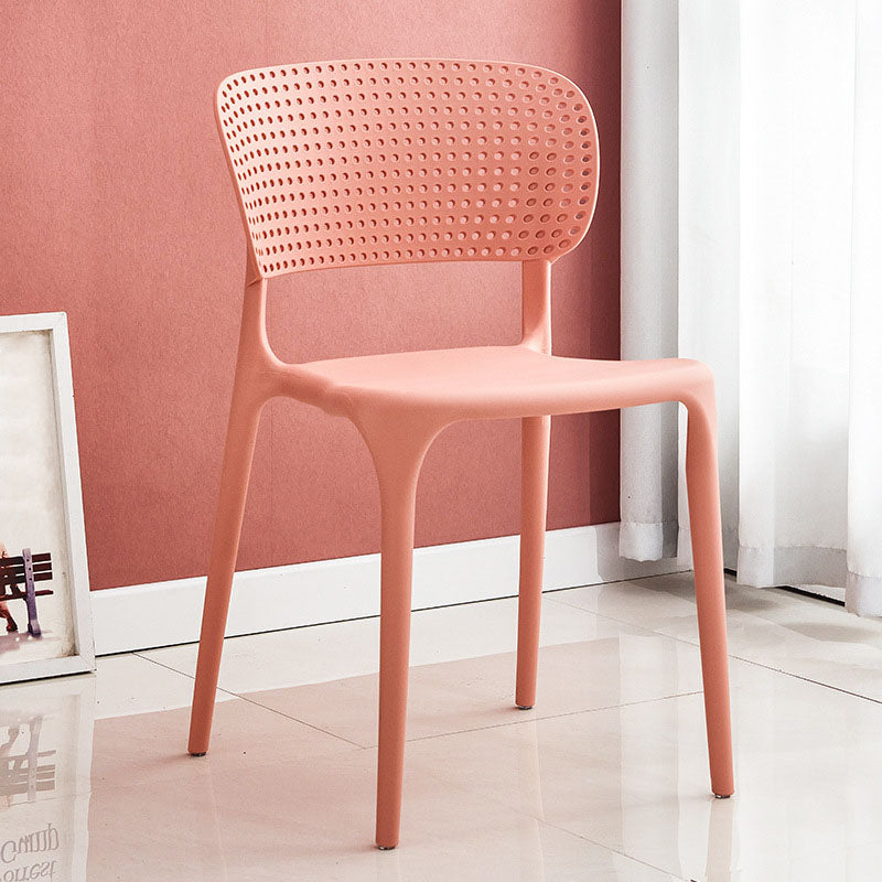 Chaise sans bras de salle à manger en plastique de style contemporain, chaises latérales de salle à manger à dos ouvert