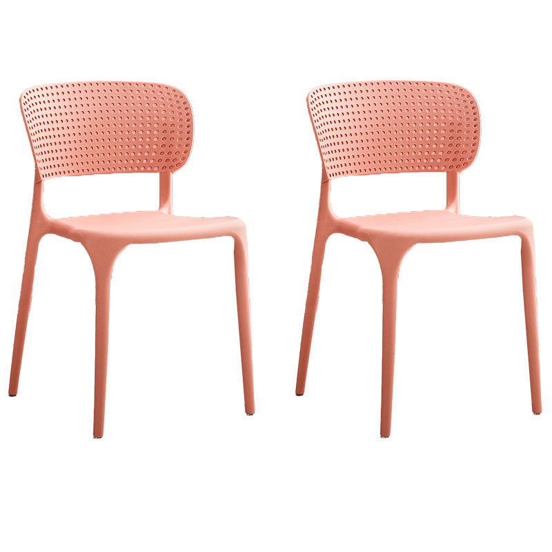 Chaise sans bras de salle à manger en plastique de style contemporain, chaises latérales de salle à manger à dos ouvert