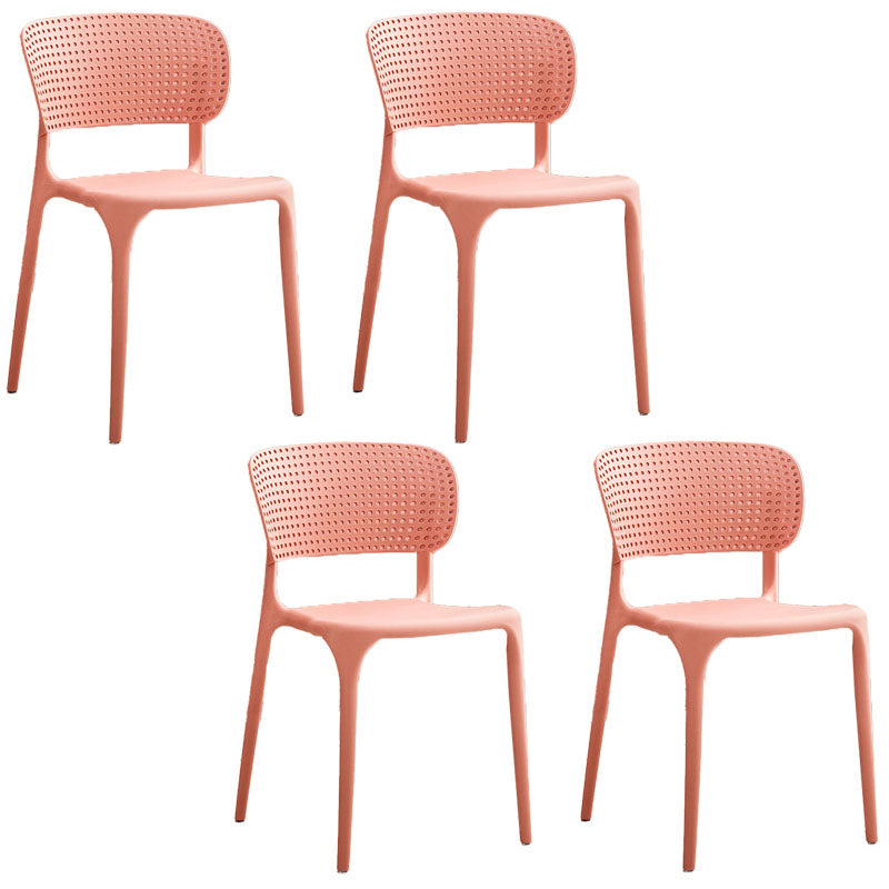 Chaise sans bras de salle à manger en plastique de style contemporain, chaises latérales de salle à manger à dos ouvert