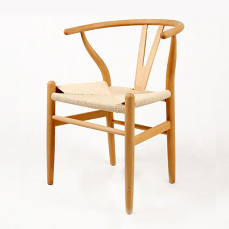 Contemporary Wood Dining Room Chair Wicker Single Dining Chair for Home Use