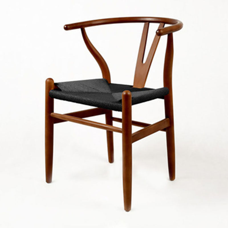 Contemporary Wood Dining Room Chair Wicker Single Dining Chair for Home Use
