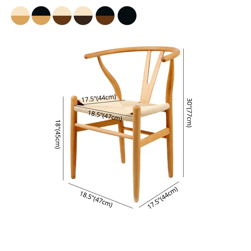 Contemporary Wood Dining Room Chair Wicker Single Dining Chair for Home Use