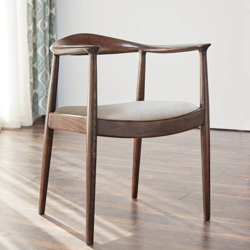 Chaise de salle à manger traditionnelle en bois massif, chaise latérale de salle à manger simple à dossier ouvert