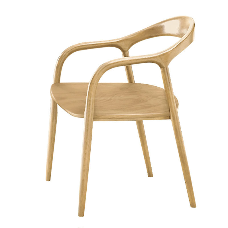 Chaise de salle à manger contemporaine en bois massif, chaise latérale de salle à manger simple à dossier ouvert