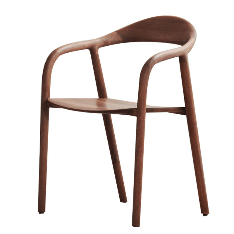 Chaise de salle à manger contemporaine en bois massif, chaise latérale de salle à manger simple à dossier ouvert