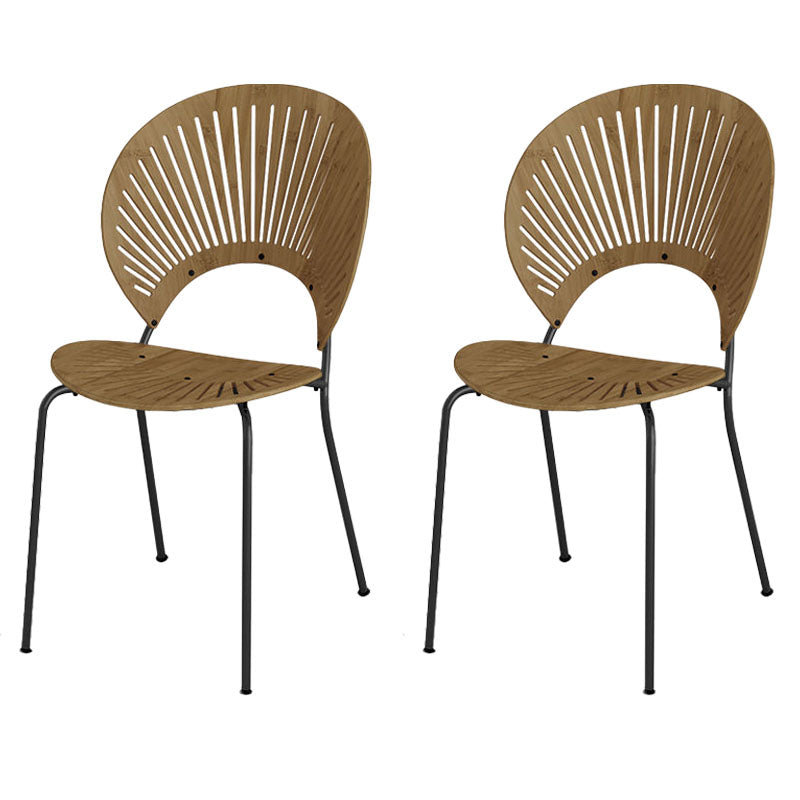 Industrial Home Wood Side Chair Matte Finish Open Back Dining Chair (Set of 2)