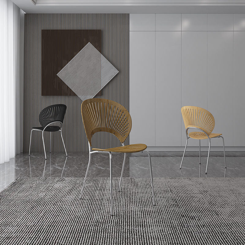 Industriële huis houten zijstoel matte afwerking open rug eetkamerstoel (set van 2)