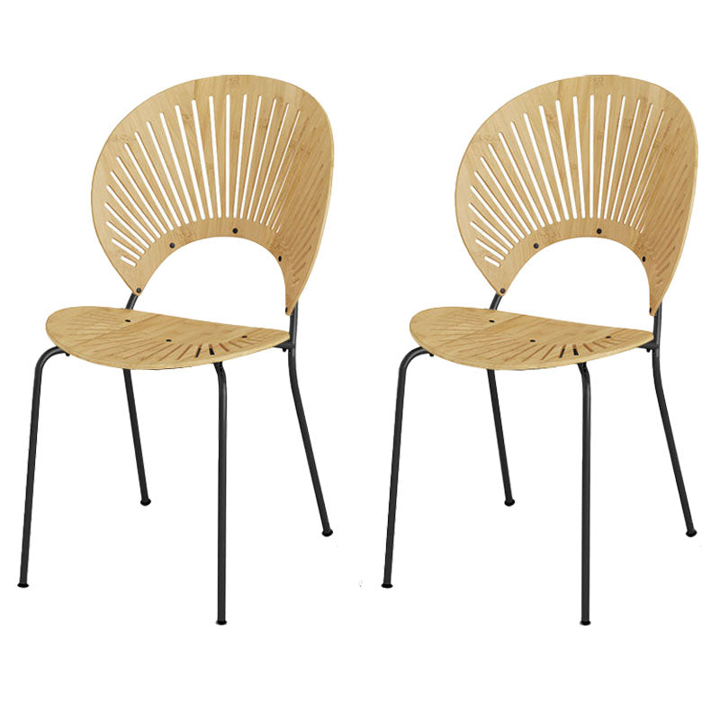 Industrial Home Wood Side Chair Matte Finish Open Back Dining Chair (Set of 2)