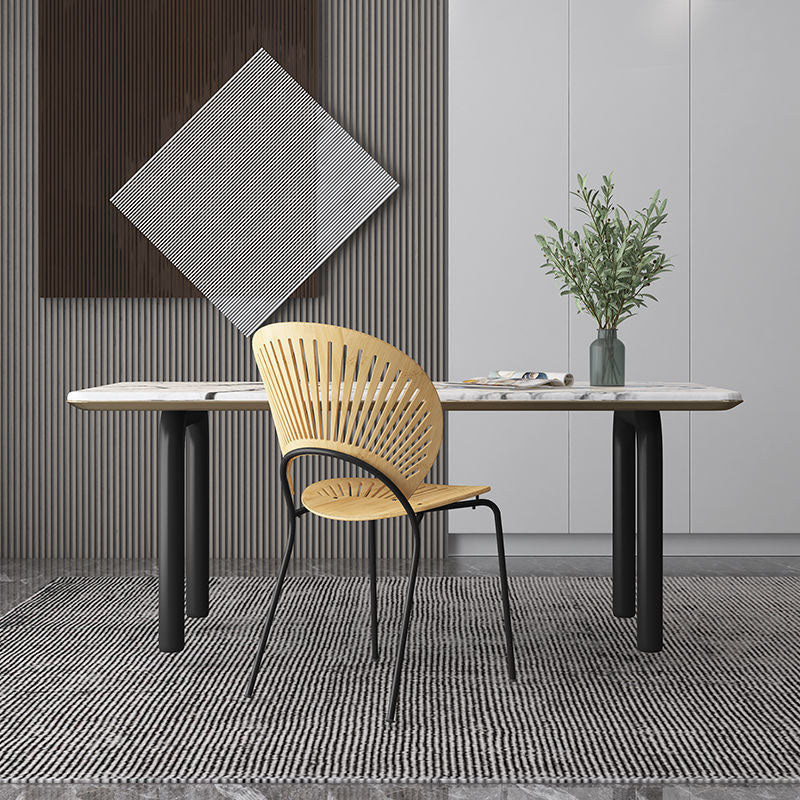 Industriële huis houten zijstoel matte afwerking open rug eetkamerstoel (set van 2)