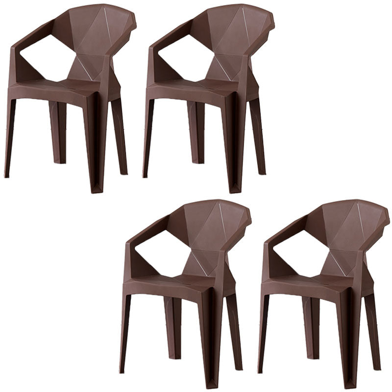 Chaises de salle à manger de style contemporain Chaises d'appoint avec accoudoirs en plastique pour cuisine (Ensemble de 4)